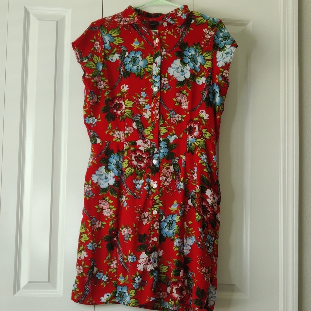 City Streets Red Floral Midi Dress